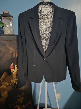 John Meyer Blazer Detailed Stitching Black Printed Lining